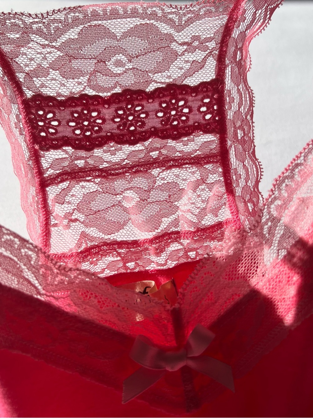 Y2K Hollister NWT Pink Eyelet Lace Babydoll Camisole Cotton Ribbon Bows Tank Top